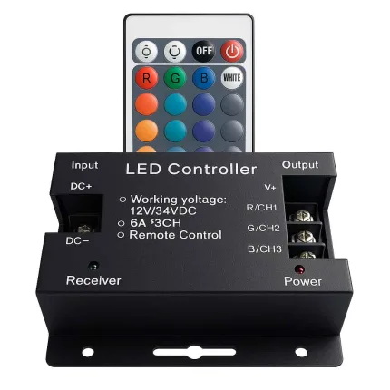 درایور 24 آمپر RGB با ریموت کنترل RF مناسب برای محصولات LED چهار سیمه