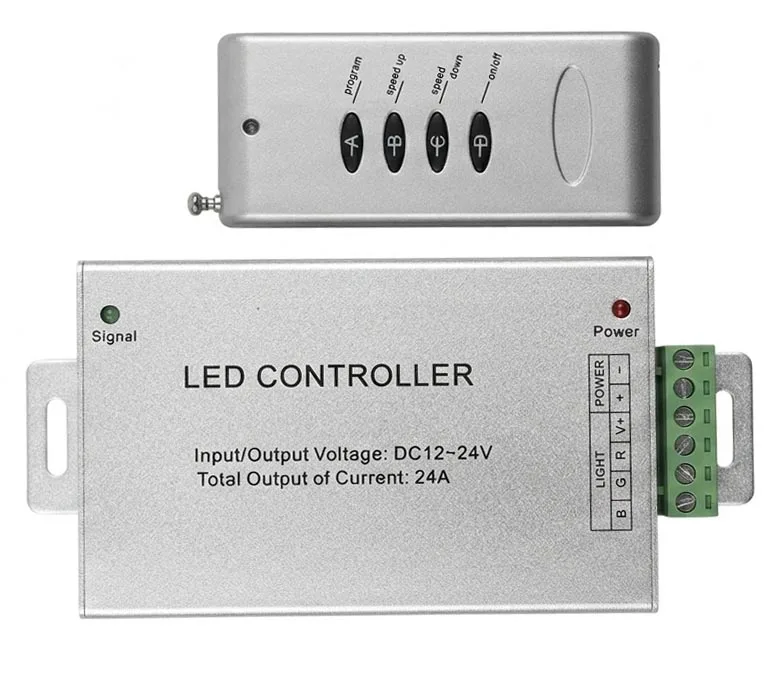 درایور 24 آمپر RGB با ریموت کنترل | کنترل نور حرفهای محصولات LED درایور 24 آمپر RGB با ریموت کنترل مناسب برای محصولات LED چهار سیمه