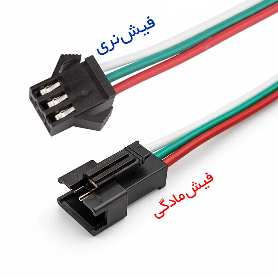 سوکت-3-پین-درایور-فول-کالر سوکت 3 پین کانکتور نوار LED فول کالر آدرسپذیر برای اتصال به درایور بدون لحیم