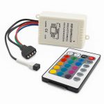 کنترلر آر جی بی 6 آمپر با ورودی 12 ولت و خروجی 4 پین مثبت مشترک، همراه با ریموت کنترل 24 کلید