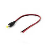 صویر فیش نری سیم دار آداپتور DC (کانکتور بشکه‌ای) با سیم‌های قرمز و مشکی متصل