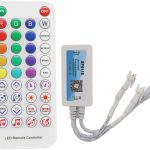 کنترلر LED دیجیتال SP611E با ریموت 38 کلیدی، اتصال بلوتوث و افکت‌های موزیکال برای نورپردازی نوارهای LED.