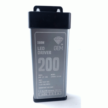 منبع تغذیه 200 وات ضد باران GEM مدل GM-12-18A برای تابلوسازی