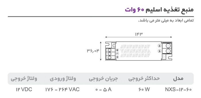 ترانس 12 ولت اسلیم NEXOL