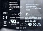 برچسب مشخصات فنی آداپتور برق فیلیپس Respironics مدل MDS-080AAS12 با ورودی 100-240V و خروجی 12V 6.67A، نشان‌دهنده تولیدکننده، استانداردها و اطلاعات محصول.