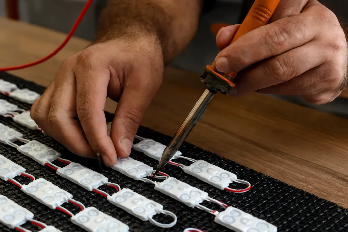 مراحل و نکات حرفه ای در آموزش لحیم‌کاری تابلو LED. ملزومات مهر ارائه کننده انواع ملزومات تابلوسازی در ایران