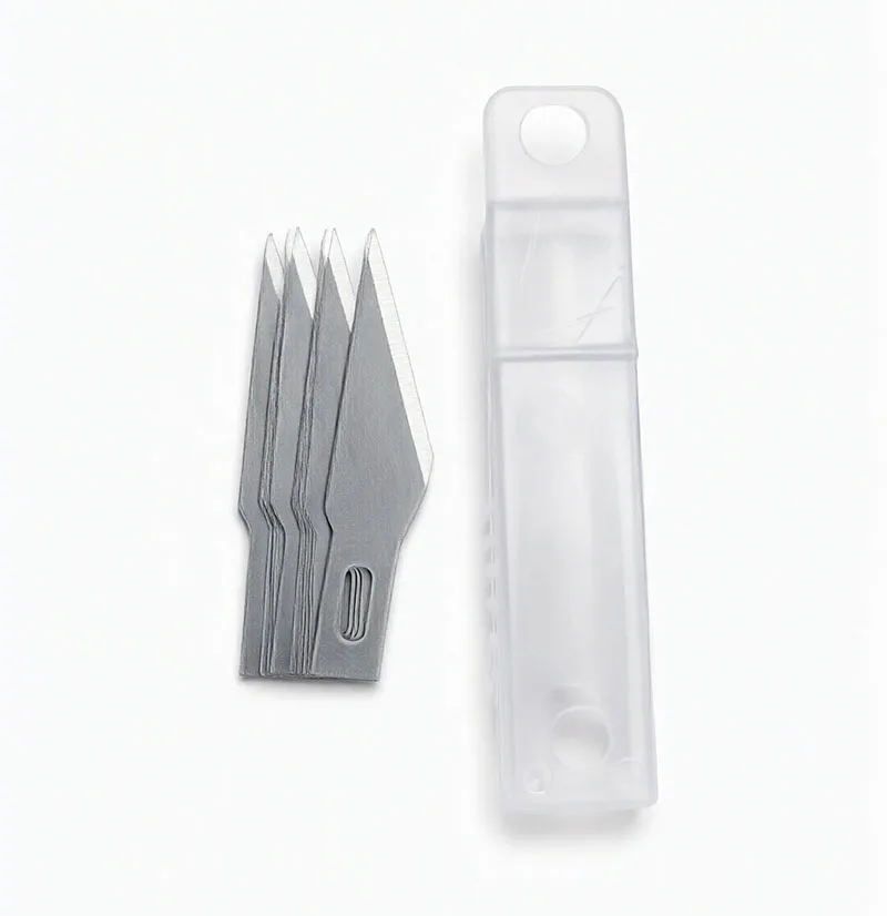 تیغ-کاتر-قلمی-و-جراحی خرید بسته ۱۰ عددی تیغ کاتر قلمی و جراحی با فولاد ضد زنگ و برشی فوقالعاده تیز، مخصوص برش استیکر و حروف برجسته. ارسال سریع از ملزومات مهر.
